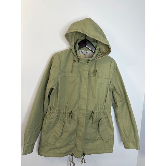 Banana Republic Women's Utility Safari Military Anorak Jacket Hooded Sz L Green - Picture 7 of 12